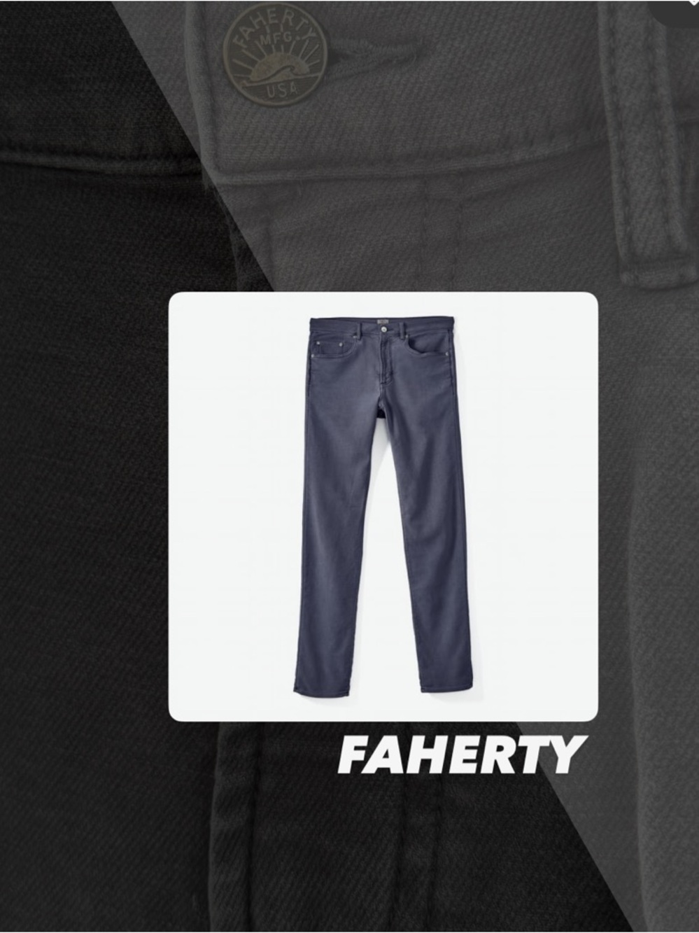 EUC Faherty Navy Stretch Fresh Terry Five Pocket Pants